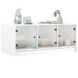 ZNTS Coffee Table with Glass Doors White 102x50x42 cm 836413