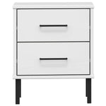 ZNTS Bedside Cabinet with Metal Legs White Solid Wood Pine OSLO 350975