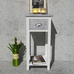 ZNTS Nightstand with 1 Drawer Grey and White 242038