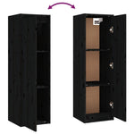 ZNTS Wall Cabinets 2 pcs Black 30x30x100 cm Solid Pinewood 813514