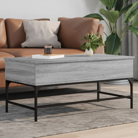 ZNTS Coffee Table Grey Sonoma 100x50x45 cm Engineered Wood and Metal 845399