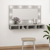 ZNTS Mirror Cabinet with LED Concrete Grey 90x31.5x62 cm 808895