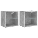 ZNTS Bedside Cabinets with LED Lights Wall-mounted 2 pcs Concrete Grey 837071