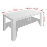 ZNTS Dining Table 140x80x75 cm White 243056