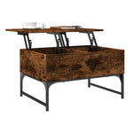 ZNTS Coffee Table Smoked Oak 70x50x40 cm Engineered Wood and Metal 845373