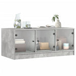 ZNTS Coffee Table with Glass Doors Concrete Grey 102x50x42 cm 836416