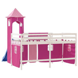 ZNTS Kids' Loft Bed with Tower without Mattress Pink 80x200 cm 3207068