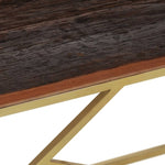 ZNTS Coffee Table Gold Stainless Steel and Solid Sleeper Wood 349942