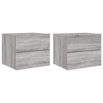 ZNTS Wall-mounted Bedside Cabinets with LED Lights 2 pcs Grey Sonoma 836823