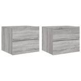 ZNTS Wall-mounted Bedside Cabinets with LED Lights 2 pcs Grey Sonoma 836823