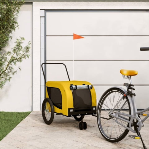 ZNTS Pet Bike Trailer Yellow and Black Oxford Fabric and Iron 94029