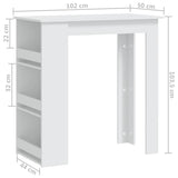 ZNTS Bar Table with Storage Rack White 102x50x103.5 cm Engineered Wood 809467