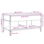 ZNTS Coffee Table Sonoma Oak 100x50x50 cm Engineered Wood and Metal 845367