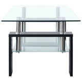 ZNTS Coffee Table Black and Transparent 95x55x40 cm Tempered Glass 330303