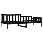 ZNTS Day Bed without Mattress Black 90x190 cm Single Solid Wood Pine 840375