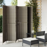 ZNTS Room Divider 6 Panels Grey Poly Rattan 365354