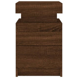 ZNTS Bedside Cabinet with LED Lights Brown Oak 35x39x55 cm 836761