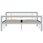 ZNTS Bed Frame without Mattress Grey and White Metal 140x200 cm 284559