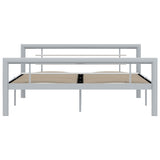 ZNTS Bed Frame without Mattress Grey and White Metal 140x200 cm 284559