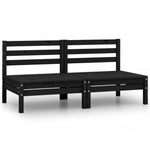 ZNTS Garden 2-Seater Sofa Black Solid Pinewood 3082376
