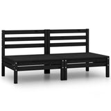 ZNTS Garden 2-Seater Sofa Black Solid Pinewood 3082376