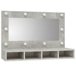 ZNTS Mirror Cabinet with LED Concrete Grey 90x31.5x62 cm 808895