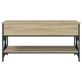 ZNTS Coffee Table Sonoma Oak 100x50x50 cm Engineered Wood and Metal 845357