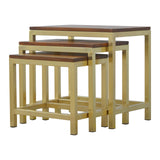 Chunky Gold Stool Set of 3 IN243